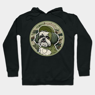 Shih Tzu Camouflage Motif Hoodie